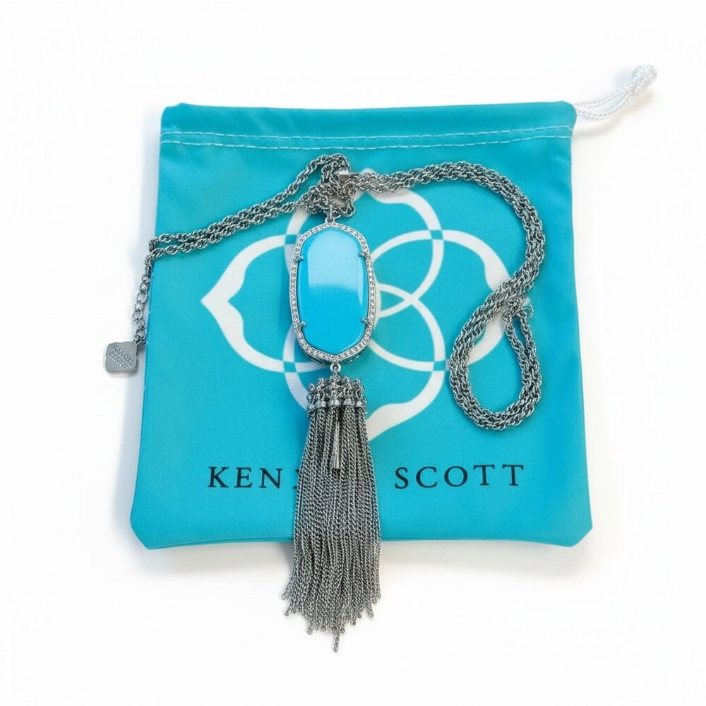 Kendra Scott Rayne Pendant Silver Necklace Turquoise Magnesite